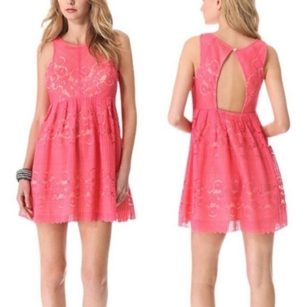 Free People Rocco Lace Crochet Mini Dress Open Cutout Back 10